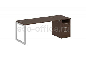 Рабочая станция с опорной тумбой METAL SYSTEM QUATTRO 5x5 50БО.РС-СТП-1.4 Венге Цаво / Серый металл фото