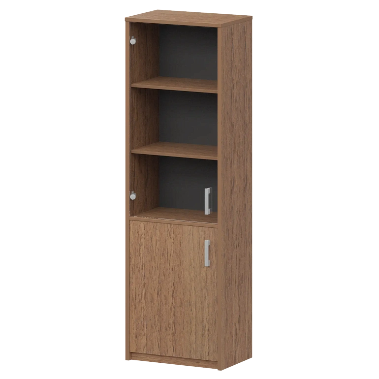 шкаф комбинированный узкий с прозрачным стеклом protech а-321/а-стл321пр орех фото