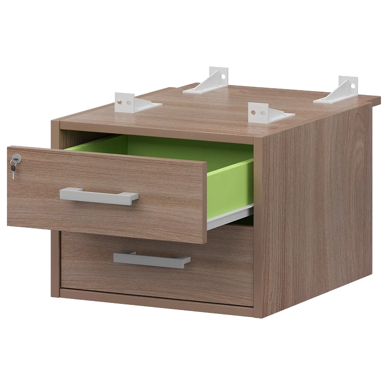 тумба подвесная для столов на м/каркасе гл.730 мм protech амт2-02ц.73 темный шимо/белый фото