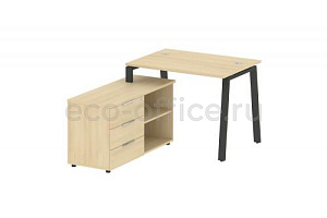 Рабочая станция с опорной тумбой METAL SYSTEM STYLE БА.РС-СТС-2.1 (L) Акация Лорка / Антрацит металл фото