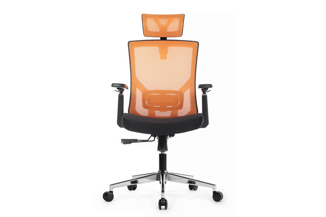 кресло rv chair step a2320 оранжевая сетка / чёрная ткань фото