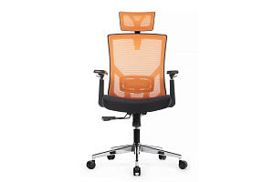 Кресло RV Chair STEP A2320 Оранжевая сетка / Чёрная ткань фото