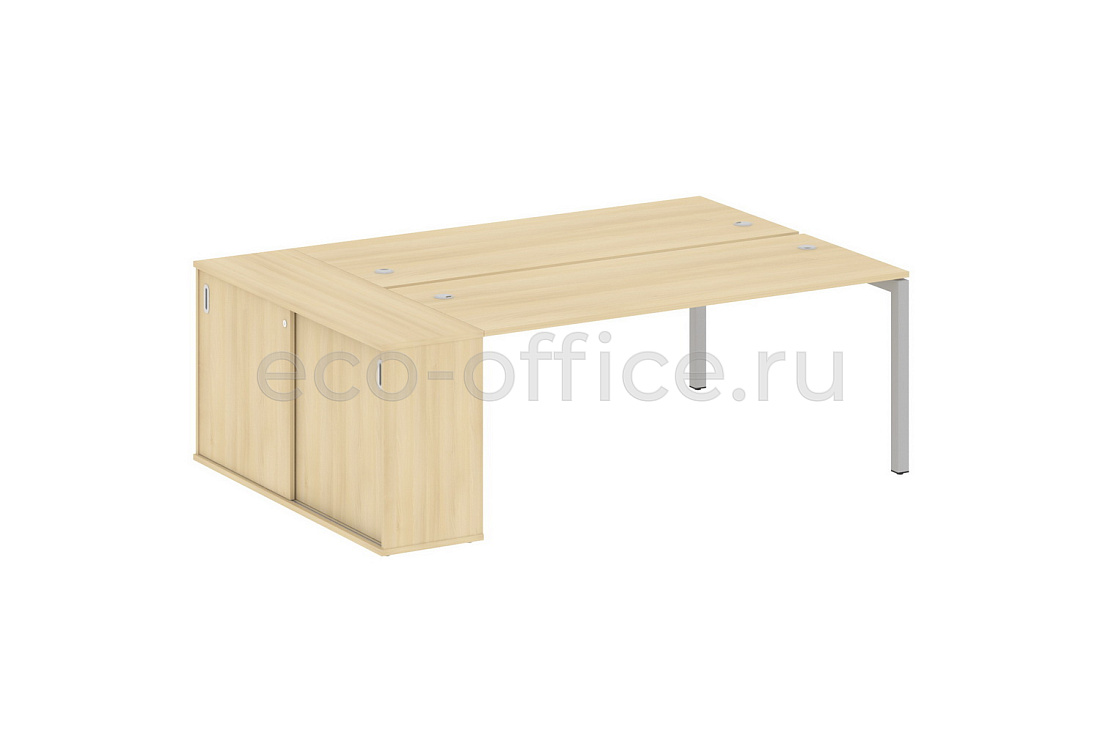 Рабочая станция с опорным шкафом-купе METAL SYSTEM QUATTRO 5X5 50БП.РС-СШК-1.5 Акация Лорка / Серый металл купить в Москве