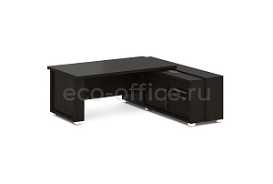 Стол руководителя с греденцией GRACE L-16 R Дуб Линдберг тёмный фото