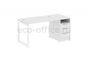Рабочая станция с опорной тумбой METAL SYSTEM QUATTRO 5x5 50БО.РС-СТП-1.2 Белый / Белый металл фото