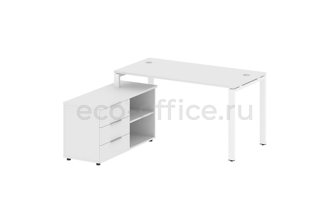 Рабочая станция с опорной тумбой METAL SYSTEM STYLE БП.РС-СТС-2.3 (L) Белый / Белый металл  стоимость