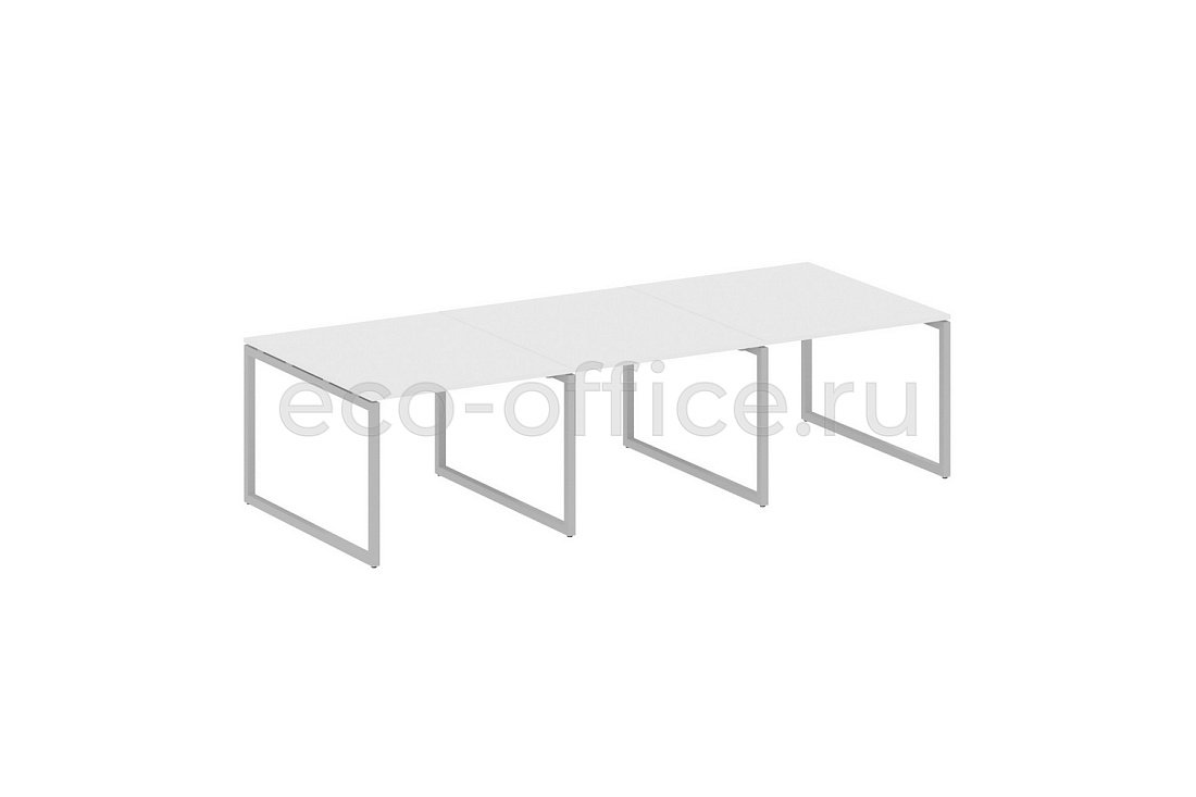 Стол переговорный (3 столешницы) METAL SYSTEM QUATTRO 4x4 40БО.ПРГ-3.1 Белый / Серый металл  стоимость