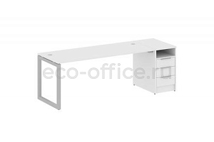 Рабочая станция с опорной тумбой METAL SYSTEM QUATTRO 5x5 50БО.РС-СТП-1.5 Белый / Серый металл фото