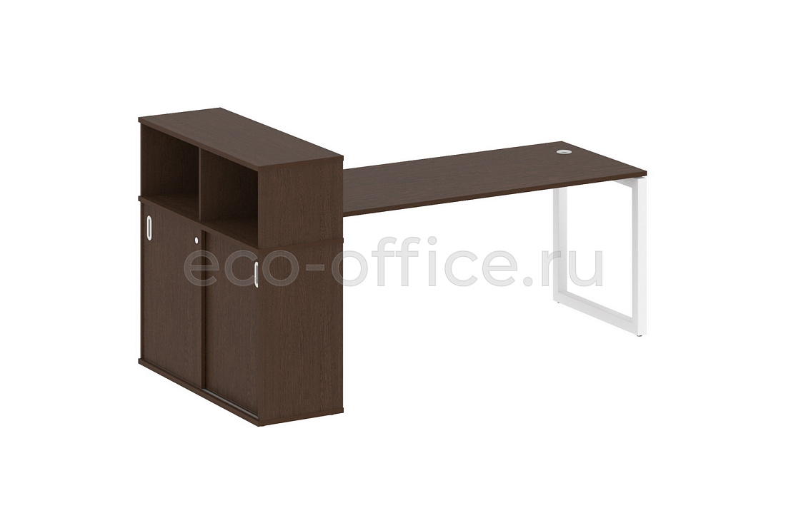 Стол письменный с опорным шкафом-купе METAL SYSTEM QUATTRO 5x5 50БО.РС-СШК-3.5 Венге Цаво / Белый металл  стоимость