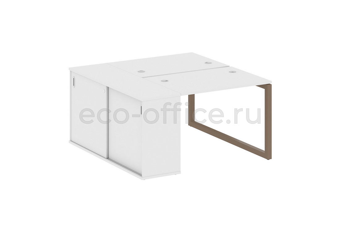 Рабочая станция с опорным шкафом-купе METAL SYSTEM QUATTRO 5x5 50БО.РС-СШК-1.1 Белый / Мокко металл  стоимость