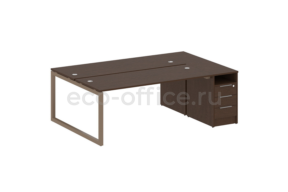 Рабочая станция с опорной тумбой METAL SYSTEM QUATTRO 5x5 50БО.РС-СТП-2.5 Венге Цаво / Мокко металл  стоимость