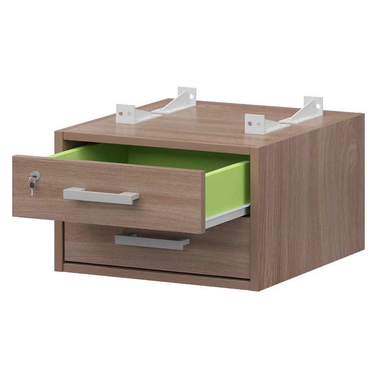 тумба подвесная для столов на м/каркасе гл.600 мм protech амт2-02м.60 темный шимо/белый фото