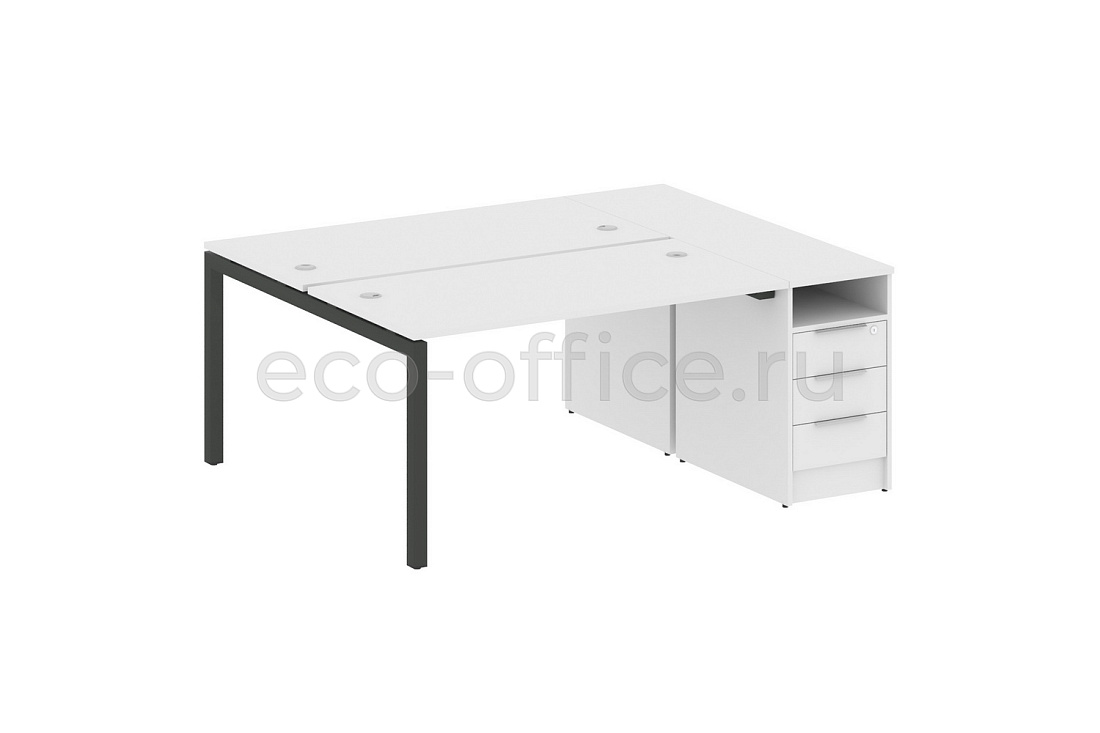 Рабочая станция с опорной тумбой METAL SYSTEM QUATTRO 5x5 50БП.РС-СТП-2.3 Белый / Антрацит металл купить в Москве