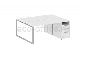 Рабочая станция с опорной тумбой METAL SYSTEM STYLE БО.РС-СТП-2.3 Белый / Серый металл фото