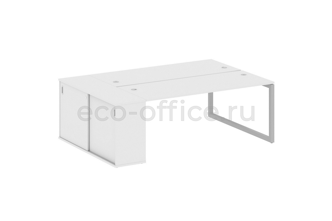 Рабочая станция с опорным шкафом-купе METAL SYSTEM QUATTRO 5x5 50БО.РС-СШК-1.5 Белый / Серый металл  стоимость