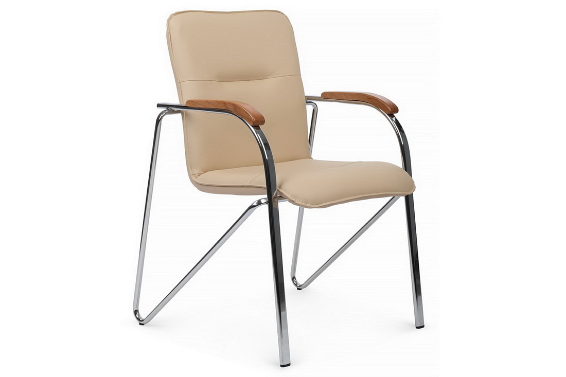 конференц-кресло rv chair самба на гальванических опорах smb-02h бежевая экокожа фото