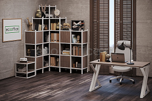Кабинет руководителя LOFT Дуб Аризона / Белый металл фото