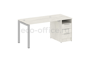Рабочая станция с опорной тумбой METAL SYSTEM QUATTRO 5x5 50БП.РС-СТП-1.2 Дуб Наварра / Серый металл фото