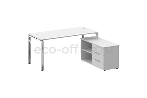 Стол руководителя с опорной тумбой METAL SYSTEM DIRECT БГ.СРТ-4.7 (R) Белый / Нержавеющая сталь фото