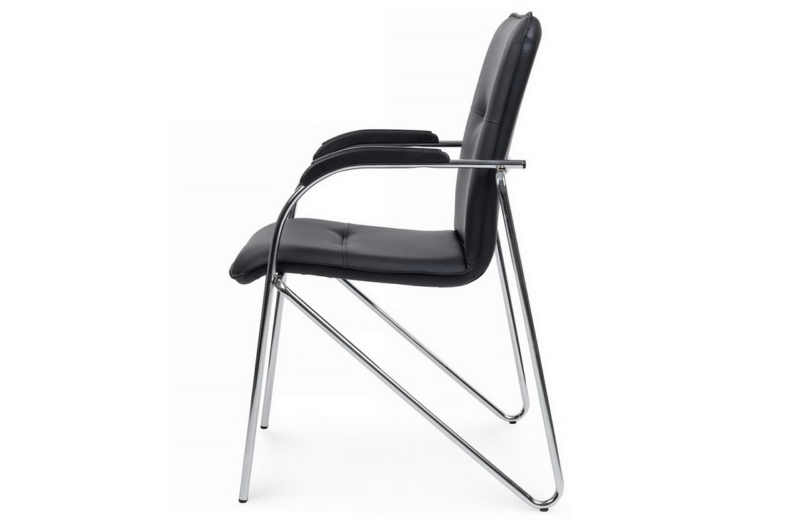 конференц-кресло rv chair самба на гальванических опорах smb-03h чёрная экокожа фото