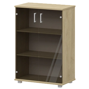 Стеллаж низкий закрытый со стеклянными фасадами Protech "НТ-480;НТ-601.2стл" Баттл Рок фото