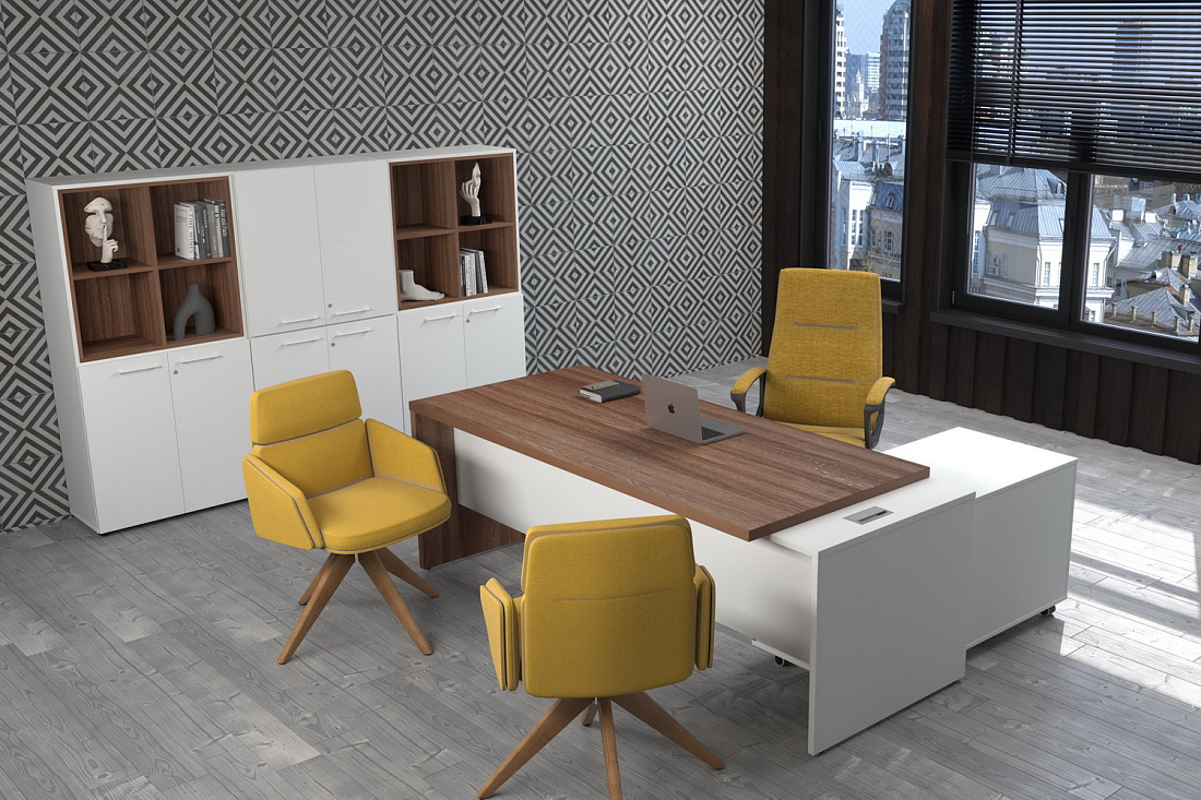 кабинет руководителя кортез тёмный шимо / белый фото