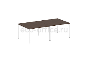 Стол переговорный (2 столешницы) METAL SYSTEM QUATTRO 5x5 50БП.ПРГ-2.2 Венге Цаво / Белый металл фото