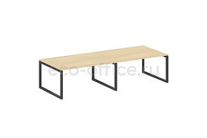 Стол переговорный (2 столешницы) METAL SYSTEM QUATTRO 5x5 50БО.ПРГ-2.4 Акация Лорка / Антрацит металл фото