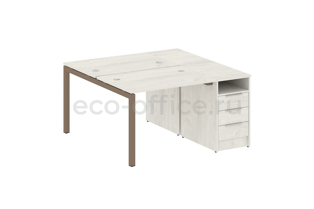 Рабочая станция с опорной тумбой METAL SYSTEM QUATTRO 5x5 50БП.РС-СТП-2.1 Дуб Наварра / Мокко металл купить в Москве