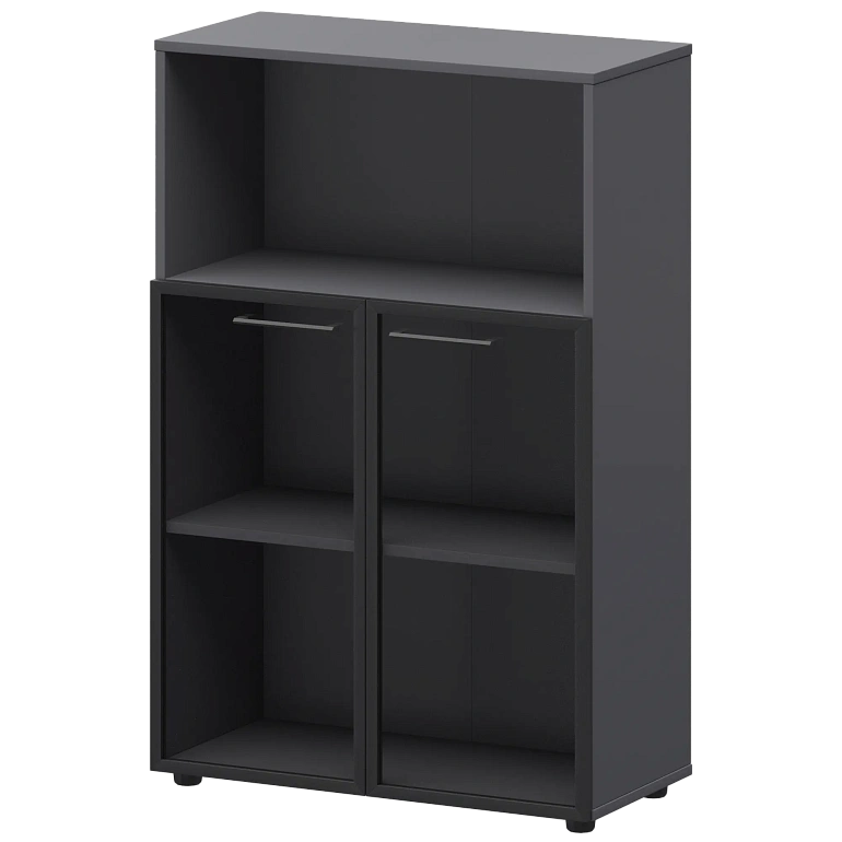 шкаф средний с нишей со стеклом в ал. рамке protech смш38.28rs графит фото