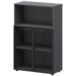 Шкаф средний с нишей со стеклом в ал. рамке Protech СМШ38.28RS Графит фото