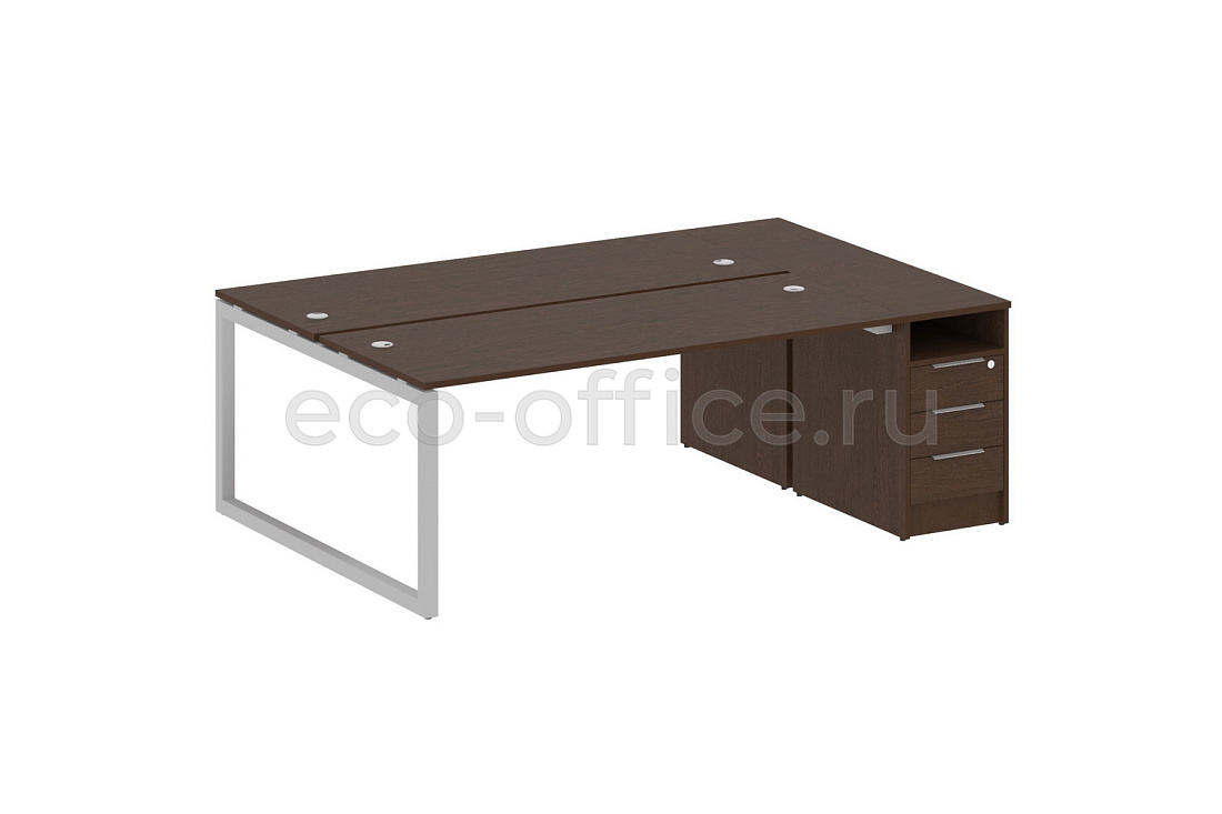 Рабочая станция с опорной тумбой METAL SYSTEM QUATTRO 5x5 50БО.РС-СТП-2.5 Венге Цаво / Серый металл  стоимость