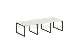 Стол переговорный (3 столешницы) METAL SYSTEM QUATTRO 5x5 50БО.ПРГ-3.1 Дуб Наварра / Антрацит металл фото