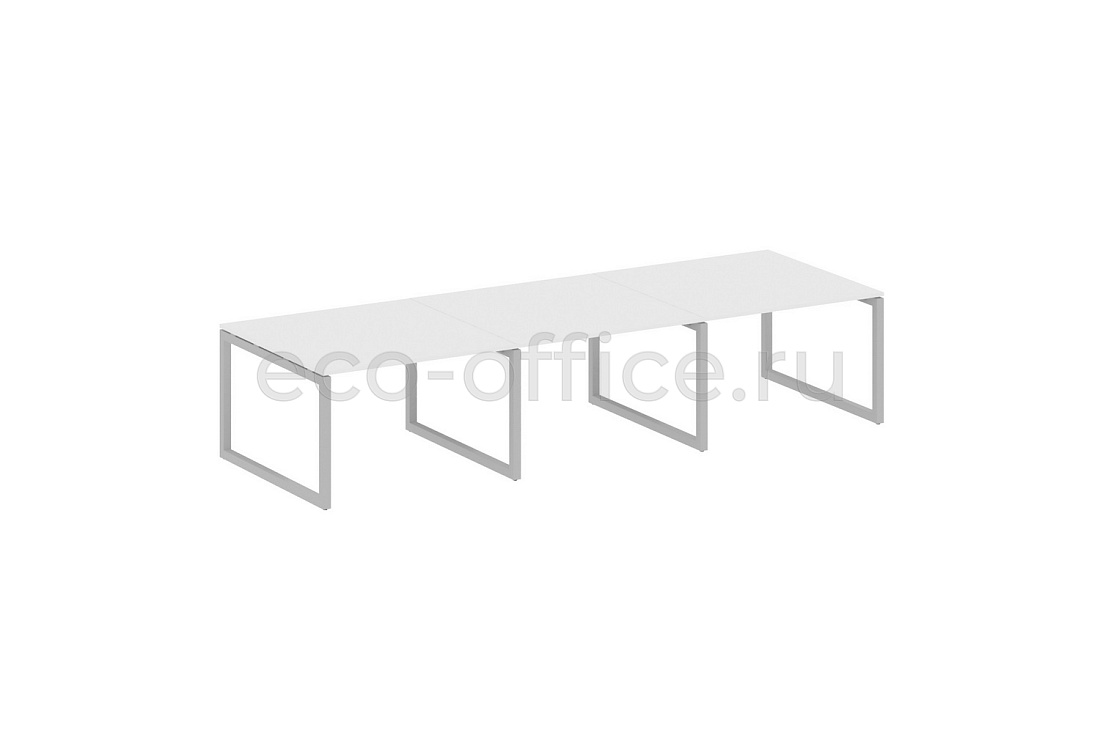 Стол переговорный (3 столешницы) METAL SYSTEM QUATTRO 5x5 50БО.ПРГ-3.2 Белый / Серый металл  стоимость