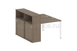 Рабочая станция с опорным шкафом-купе METAL SYSTEM STYLE БП.РС-СШК-2.1 Вяз Благородный / Белый металл фото