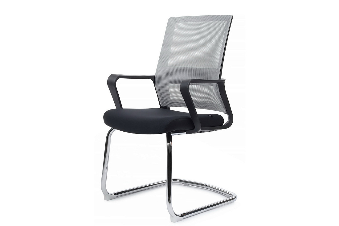 конференц-кресло rv chair mint m1029cbe серая сетка / чёрная ткань фото