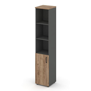 Шкаф высокий узкий STYLE PROJECT SN.STU-101(L) Антрацит/Дуб Табак/Черный Ручки фото