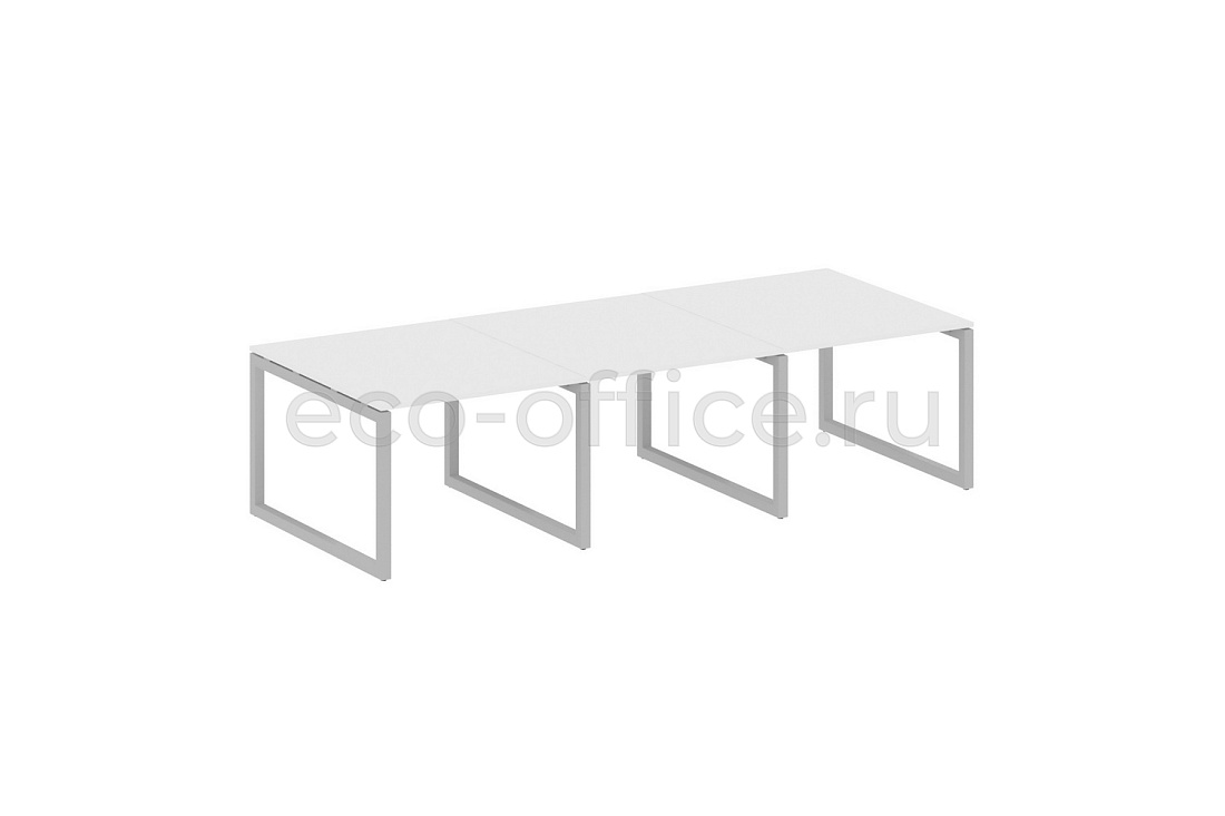 Стол переговорный (3 столешницы) METAL SYSTEM QUATTRO 5x5 50БО.ПРГ-3.1 Белый / Серый металл  стоимость