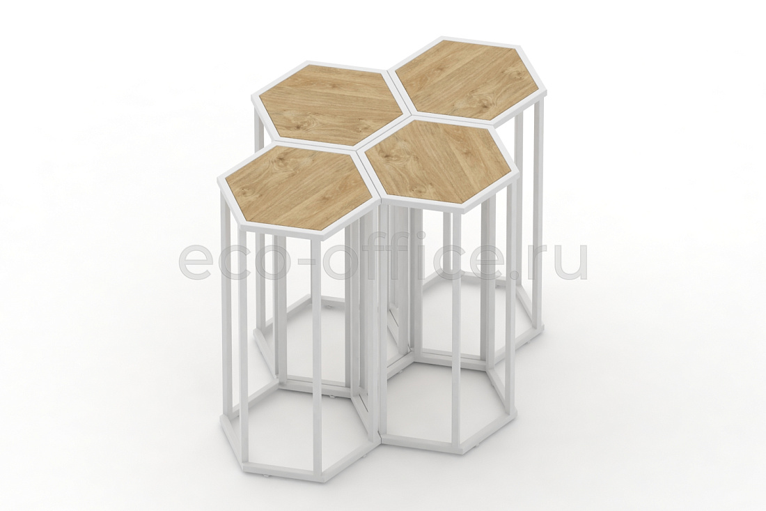 Стол журнальный HEX-800 Тиквуд Светлый / Белый металл  стоимость