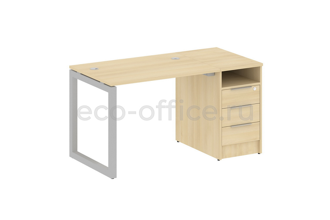 Рабочая станция с опорной тумбой METAL SYSTEM QUATTRO 5x5 50БО.РС-СТП-1.1 Акация Лорка / Серый металл  стоимость