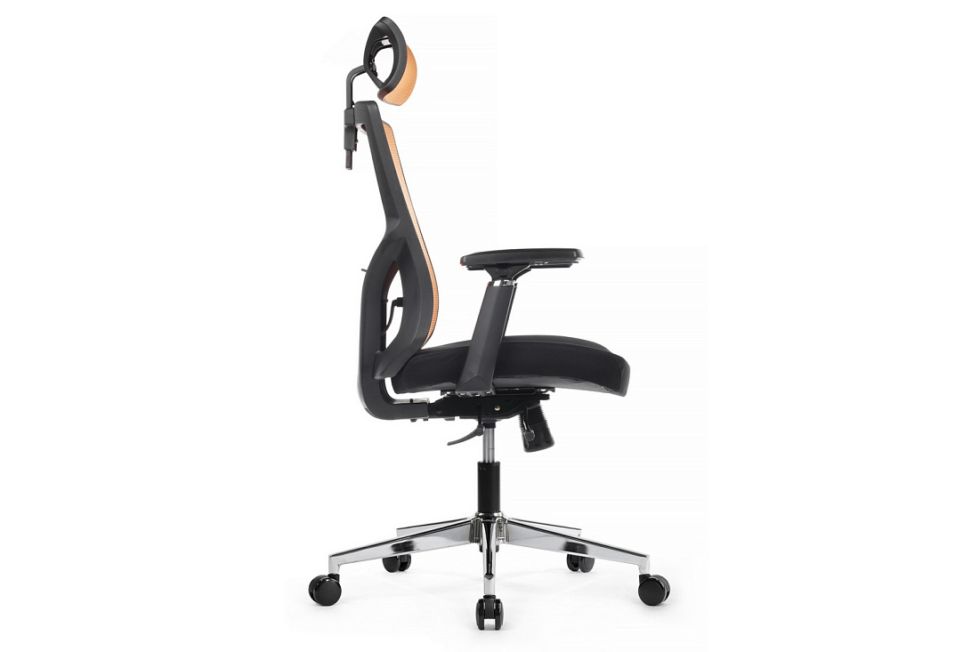 кресло rv chair step a2320 оранжевая сетка / чёрная ткань фото