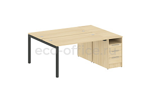 Рабочая станция с опорной тумбой METAL SYSTEM QUATTRO 5x5 50БП.РС-СТП-2.3 Акация Лорка / Антрацит металл фото