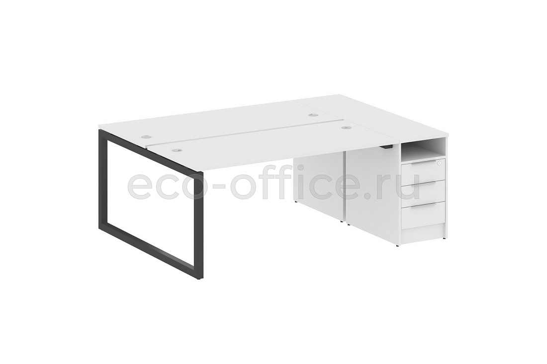 Рабочая станция с опорной тумбой METAL SYSTEM QUATTRO 5x5 50БО.РС-СТП-2.4 Белый / Антрацит металл  стоимость