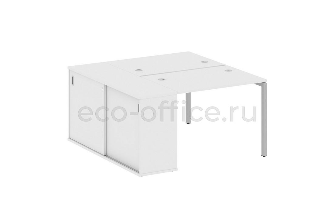 Рабочая станция с опорным шкафом-купе METAL SYSTEM QUATTRO 4x4 40БП.РС-СШК-1.1 Белый / Серый металл  стоимость