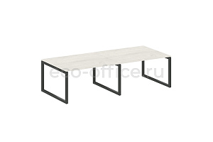 Стол переговорный (2 столешницы) METAL SYSTEM QUATTRO 5x5 50БО.ПРГ-2.3 Дуб Наварра / Антрацит металл фото
