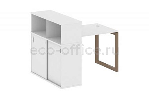 Стол письменный с опорным шкафом-купе METAL SYSTEM QUATTRO 5x5 50БО.РС-СШК-3.1 Белый / Мокко металл фото