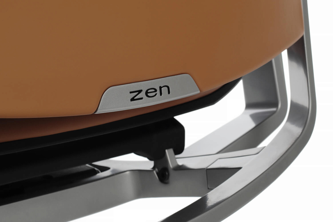 кресло руководителя rv design zen 01e оранжевая кожа / серебристый металл фото
