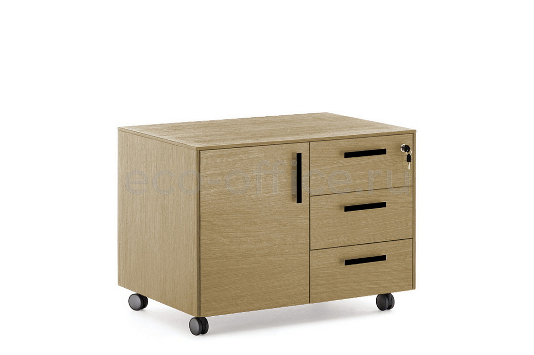 Тумба подкатная 3 ящика, дверь ENZO 109 502 ECL-L 01 Эвкалипт Светлый / Чёрный металл  стоимость