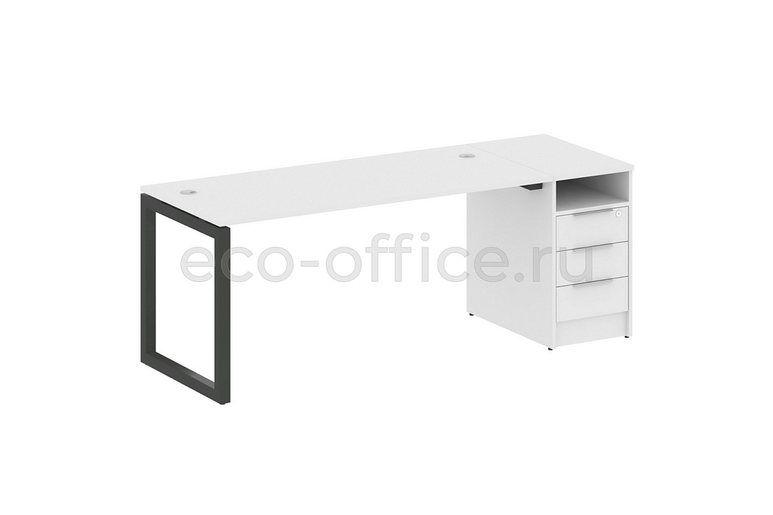 Рабочая станция с опорной тумбой METAL SYSTEM QUATTRO 5x5 50БО.РС-СТП-1.4 Белый / Антрацит металл  стоимость