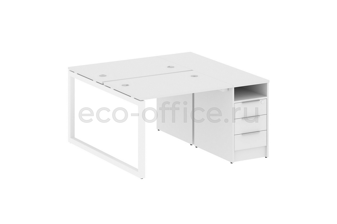 Рабочая станция с опорной тумбой METAL SYSTEM QUATTRO 5x5 50БО.РС-СТП-2.1 Белый / Белый металл  стоимость